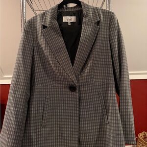 Le Suit Women's Black and White Checkered Blazer